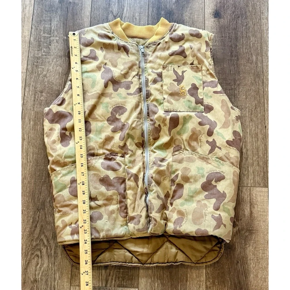 Bob Allen Vest Mens L Camo Quilted Reversible Ducks Unlimited Insulated USA EUC!